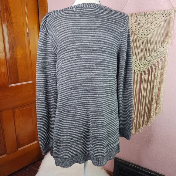 Maurices | Gray Striped Open Front Cardigan Sweater Large - Picture 4 of 7